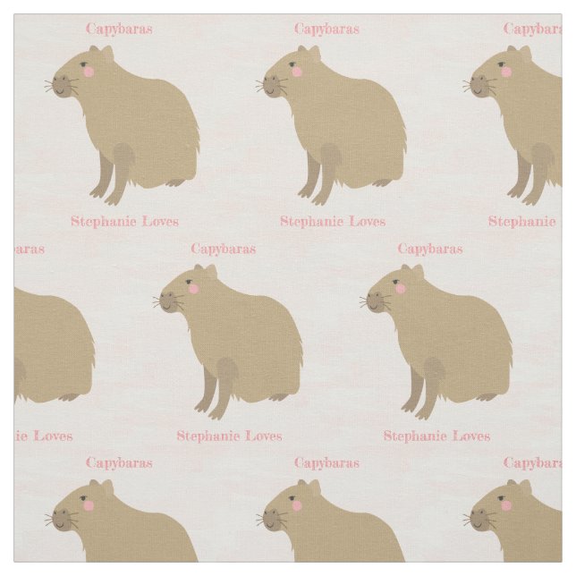 Personalized Girly Capybara Pattern on light pink Fabric (Swatch)