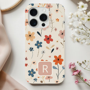 Personalized Girly Colourful Flowers Pattern  iPhone 15 Pro Case