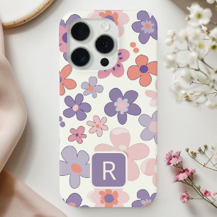 Personalized Girly Colourful Flowers Pattern iPhone 15 Pro Case