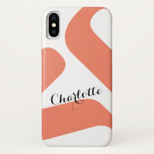 Personalized Girly Coral Pink Modern Name Case-Mate iPhone Case
