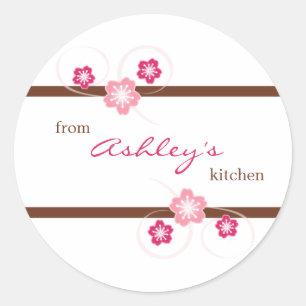 Personalized Girly Floral Canning Kitchen Stickers