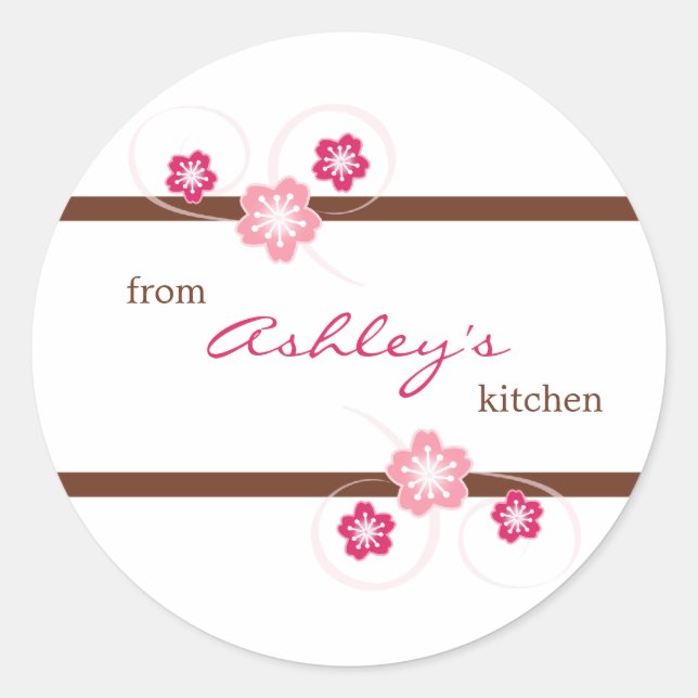 Personalized Girly Floral Canning Kitchen Stickers (Front)
