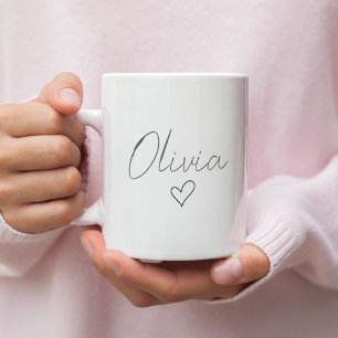 Personalized Girly Gift Mug with Name & Heart   Cu