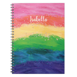 Personalized Girly Glitter Rainbow  Notebook