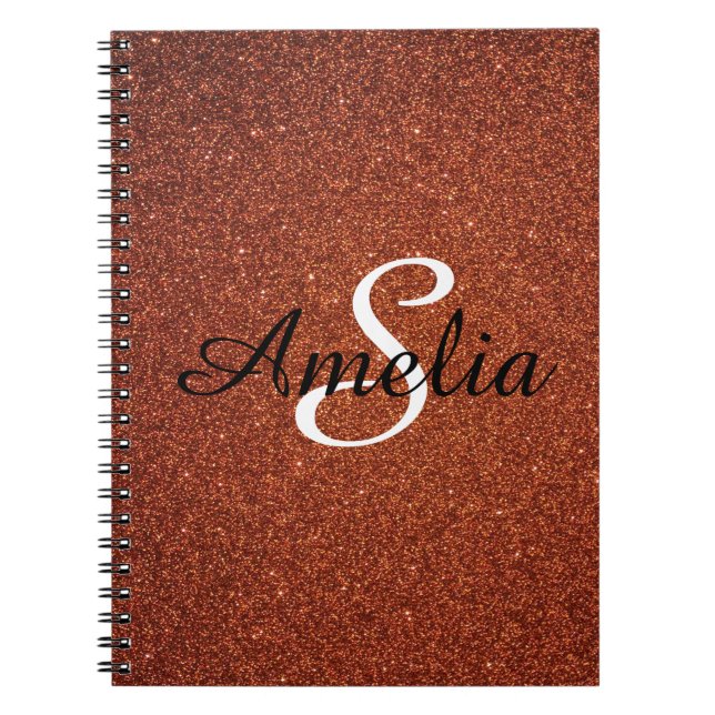 Personalized Girly Glitter Sparkles Name Notebook (Front)