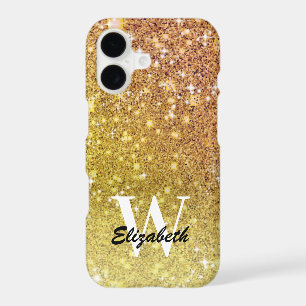 Personalized Girly Gold Glitter Sparkles Monogram