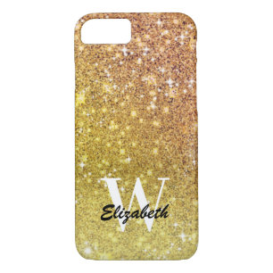 Personalized Girly Gold Glitter Sparkles Monogram Case-Mate iPhone Case