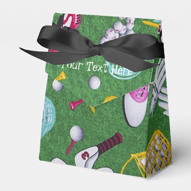 Personalized Girly Golf Pattern Favour Box (Front Side)