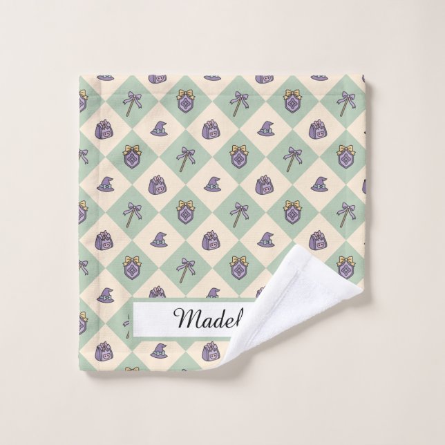 Personalized Girly Green Academy Chequered Wash Cloth (Wash Cloth)