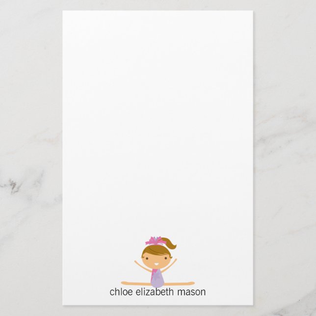 Personalized Girly Gymnastics Stationery (Front)