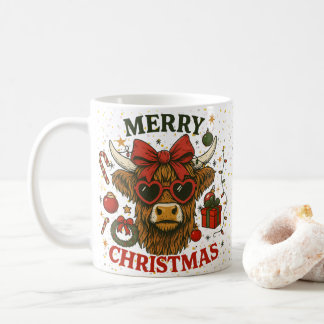 Personalized Girly Highland Christmas Coffee Mug