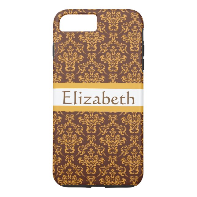 Personalized Girly Modern Damasks With Name Case-Mate iPhone Case (Back)