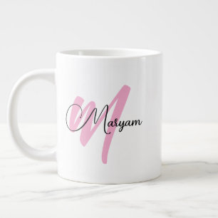 Personalized Girly Name & Initial Modern Jumbo Large Coffee Mug