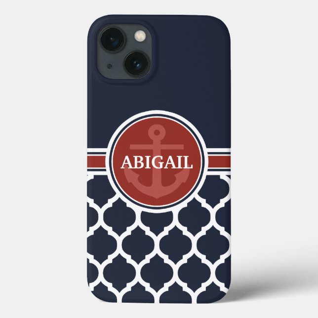 Personalized Girly Nautical Anchor Template Case-Mate iPhone Case (Back)