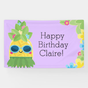 Personalized Girly Pineapple Tropical Birthday  Ba Banner