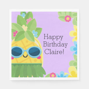 Personalized Girly Pineapple Tropical Birthday  Napkin