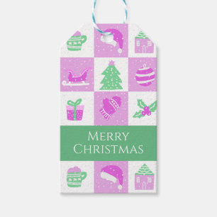 Personalized Girly Pink Christmas Snow Layout  Gift Tags