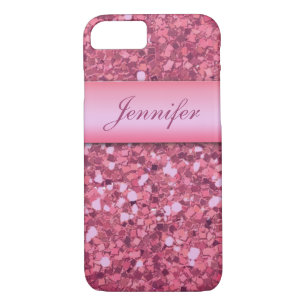 Personalized Girly Pink Glitter Sparkles Name Case-Mate iPhone Case