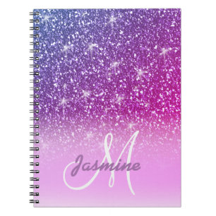 Personalized Girly Purple Glitter Sparkles Name Notebook