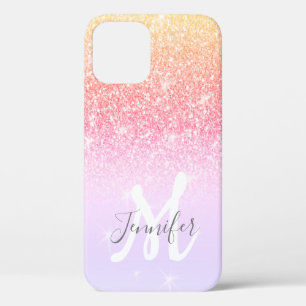 Personalized Girly Rainbow Glitter Sparkles Name iPhone 12 Pro Case