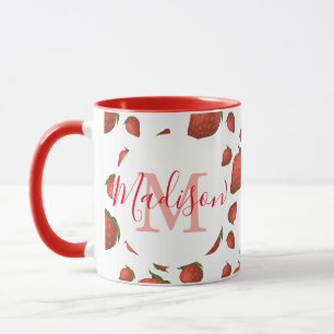 Personalized Girly Red Monogram Mug
