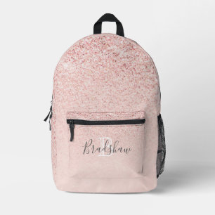 Personalized Girly Rose Glitter Sparkles Monogram Printed Backpack