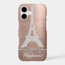 Personalized Girly Rose Gold Diamond Sparkle Paris