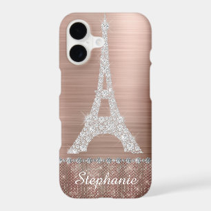 Personalized Girly Rose Gold Diamond Sparkle Paris