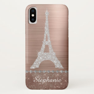 Personalized Girly Rose Gold Diamond Sparkle Paris Case-Mate iPhone Case