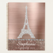Personalized Girly Rose Gold Diamond Sparkle Paris