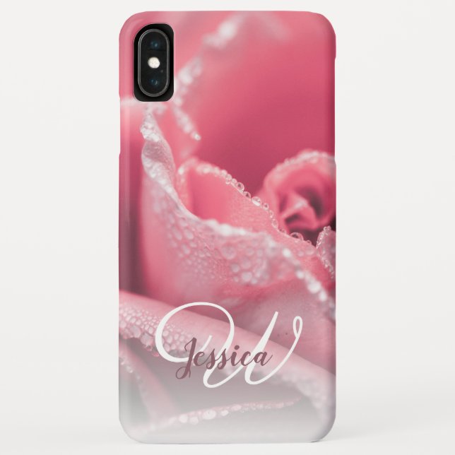 Personalized Girly Rose Gold Floral Name Case-Mate iPhone Case (Back)