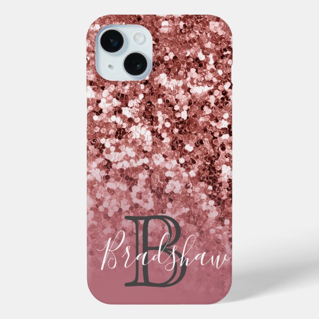 Personalized Girly Rose Gold Glitter  Case-Mate iPhone Case (Back)