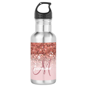 Personalized Girly Rose Gold Glitter Sparkles Name 532 Ml Water Bottle