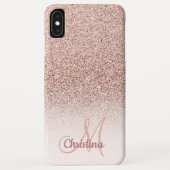Personalized Girly Rose Gold Glitter Sparkles Name Case-Mate iPhone Case (Back)