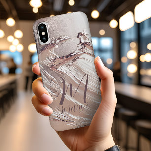 Personalized Girly Rose Gold Glitter Sparkles Name Case-Mate iPhone Case