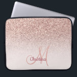 Personalized Girly Rose Gold Glitter Sparkles Name Laptop Sleeve<br><div class="desc">Personalized Girly Rose Gold Glitter Sparkles Name ombre computer sleeve. A modern, elegant custom and personalized pink case with name and modern monogram on a stylish faux rose gold ombre glitter and pastel blush pink colour block. This pretty, classy printed image is feminine, glam, stylish and luxurious. This girly, sparkle,...</div>