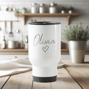 Personalized Girly Travel Mug with Name & Heart