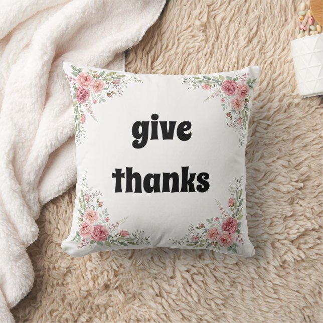 Personalized Give Thanks Throw Pillow (Blanket)
