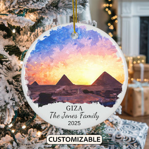 Personalized Giza Ornament, Egypt Ceramic Ornament