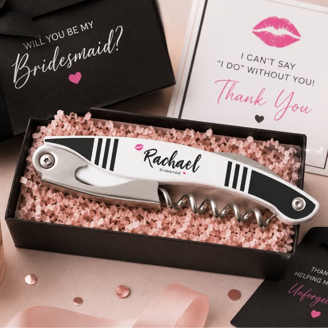 Personalized Glam Bridesmaid Corkscrew Wine Opener (Creator Uploaded)