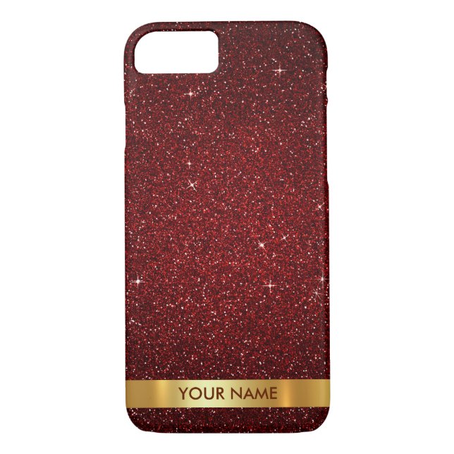 Personalized Glam Gold Red Carpet Velvet Glitter Case-Mate iPhone Case (Back)