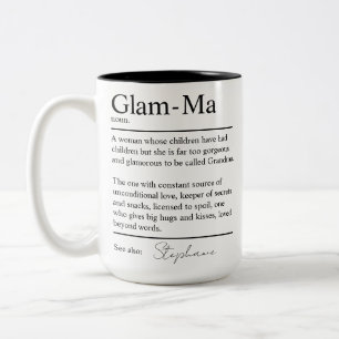 Personalized Glam-Ma Dictionary Definition Grandma Two-Tone Coffee Mug