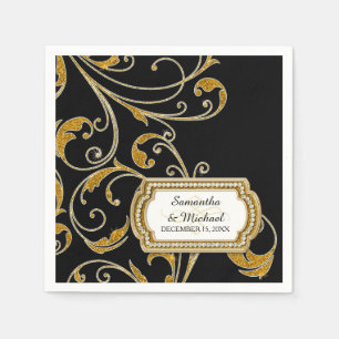 Personalized Glam Old Hollywood Regency Black Tie Napkin