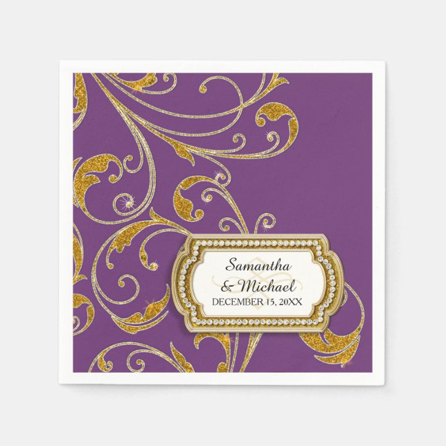 Personalized Glam Old Hollywood Regency Black Tie Napkin (Front)