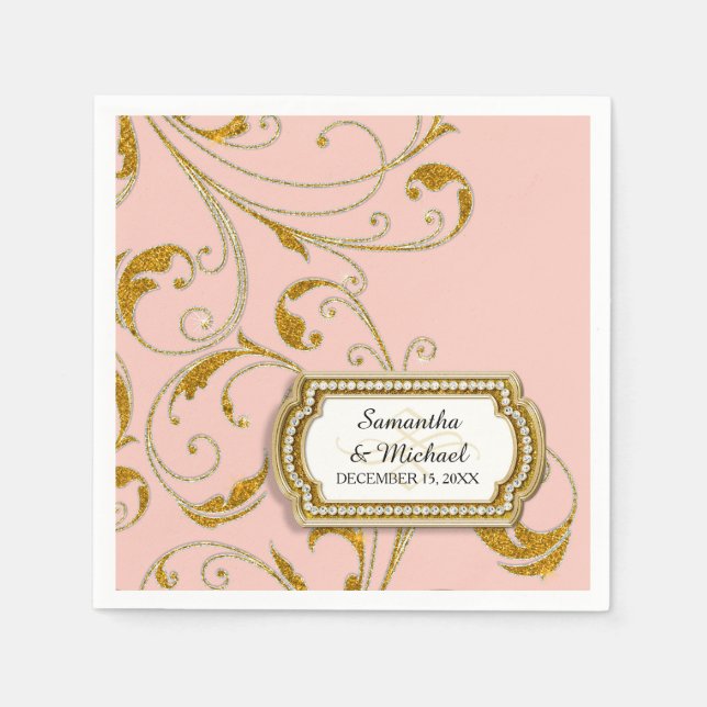 Personalized Glam Old Hollywood Regency Black Tie Napkin (Front)