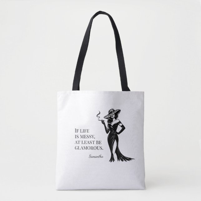 Personalized Glam Style Quote Design Tote Bag (Front)