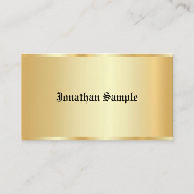 Personalized Glamour Faux Gold Template Old Text Business Card (Front)