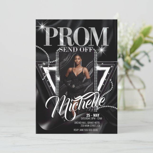 Personalized Glamourous Diamond PROM SEND-OFF Part Invitation (Standing Front)