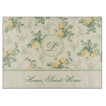 Personalized glass chopping board yellow roses