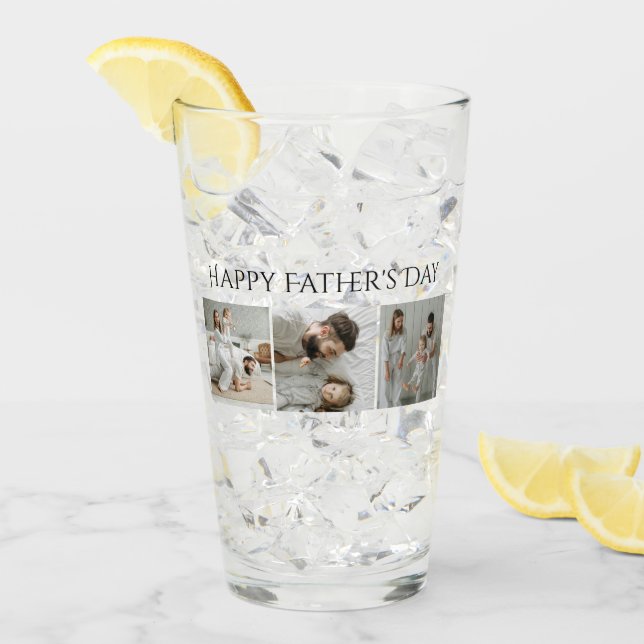 Personalized Glass Cup with 3 Photos & Text (Front Ice)